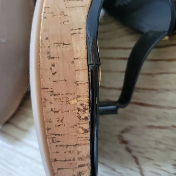 Sam Edelman Yardlie Black Patent and Cork Wedge Thong Sandal Sz 8.5 - Picture 8 of 12